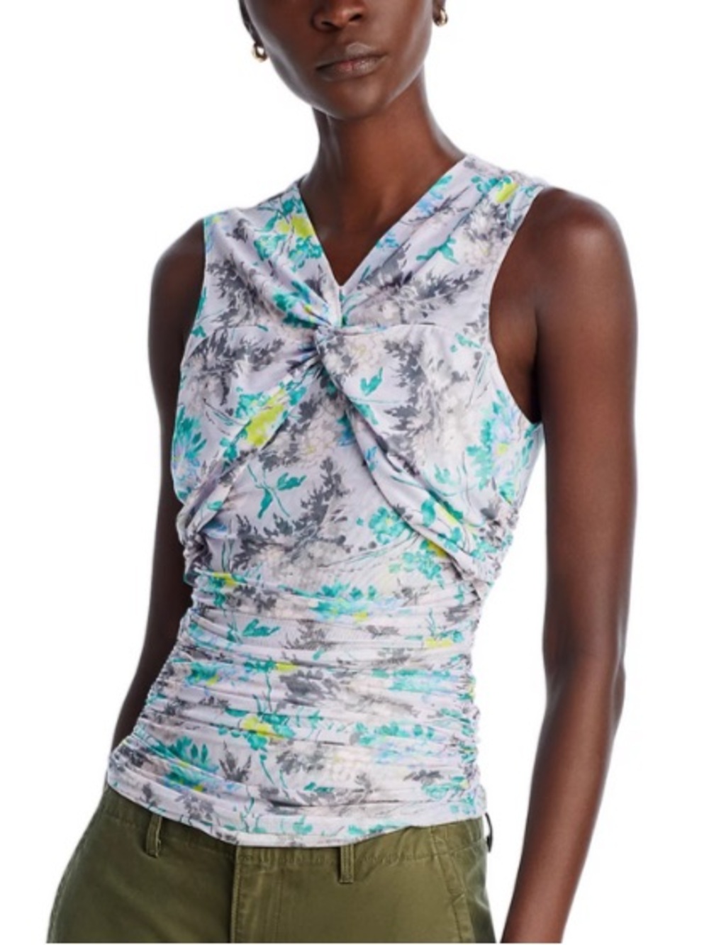NWOT CINQ A SEPT Aniya Floral Ruched Top